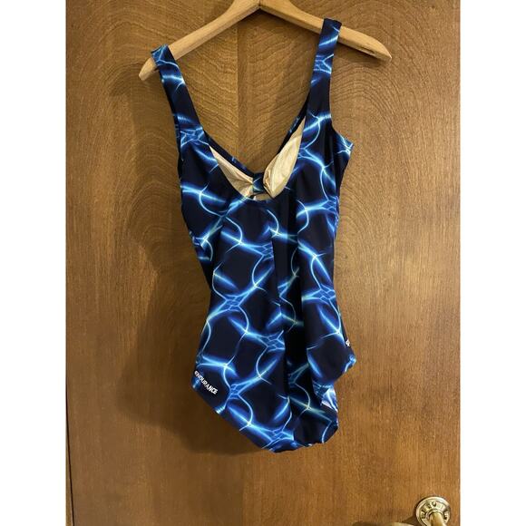Speedo Endurance Swimsuit Women's Size 10 Blue Black Lined One Piece - Picture 3 of 6